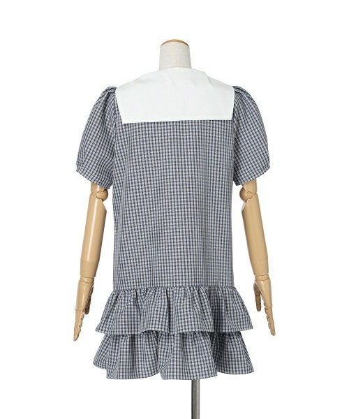 F i.n.t(フィント)の「ローウエストセーラーチェックシャツワンピース【1枚で快適】夏服(シャツワンピース・レディース・ライトグリーン/ネイビー×ホワイト・FREE)」の17枚目の写真