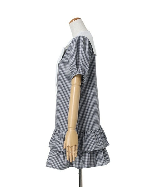 F i.n.t(フィント)の「ローウエストセーラーチェックシャツワンピース【1枚で快適】夏服(シャツワンピース・レディース・ライトグリーン/ネイビー×ホワイト・FREE)」の18枚目の写真