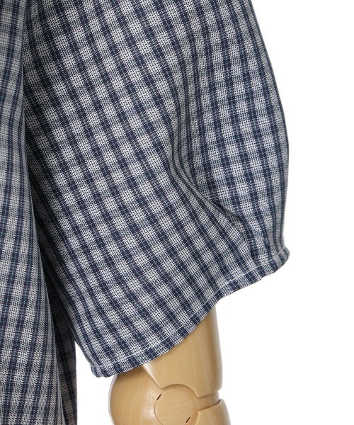 F i.n.t(フィント)の「ローウエストセーラーチェックシャツワンピース【1枚で快適】夏服(シャツワンピース・レディース・ライトグリーン/ネイビー×ホワイト・FREE)」の9枚目の写真