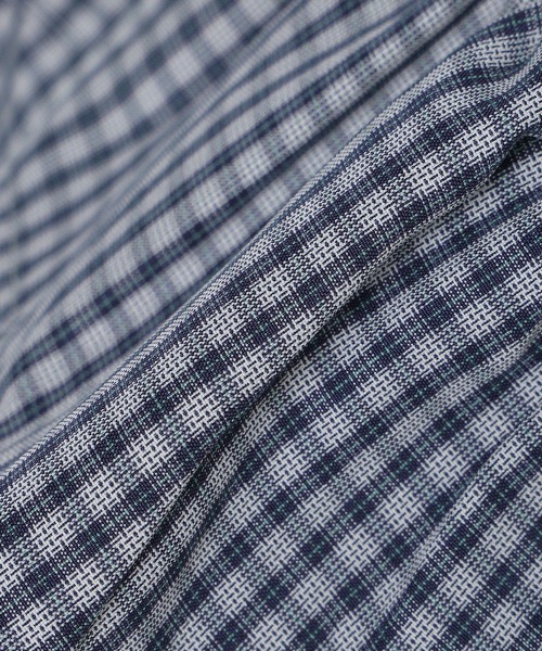 F i.n.t(フィント)の「ローウエストセーラーチェックシャツワンピース【1枚で快適】夏服(シャツワンピース・レディース・ライトグリーン/ネイビー×ホワイト・FREE)」の11枚目の写真