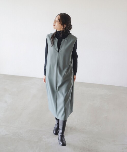 B:MING by BEAMS（ビーミングバイビームス）の「タートルネック ニット × スキッパー ワンピース セット（S～M）（ワンピース・レディース・グリーン系その他/ブラウン系その他/ブラック・MEDIUM/SMALL）」の4枚目の写真