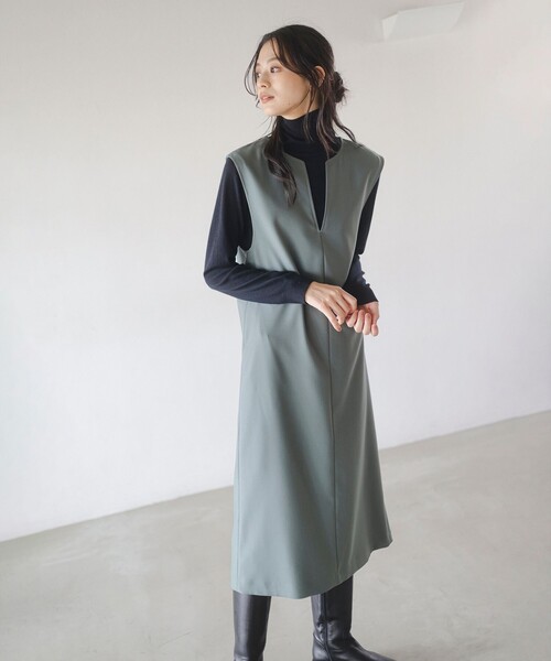 B:MING by BEAMS(ビーミングバイビームス)の「タートルネック ニット × スキッパー ワンピース セット(S~M)(ワンピース・レディース・グリーン系その他/ブラウン系その他/ブラック・MEDIUM/SMALL)」の4枚目の写真