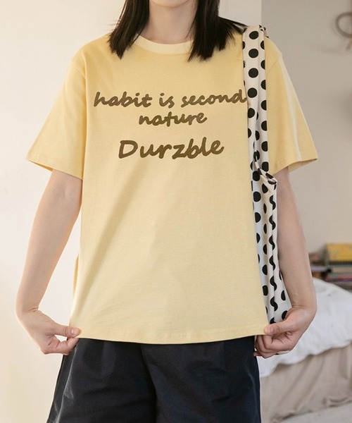 SHOUYO(ショウヨウ)の「手書き風ロゴコットンTシャツ(Tシャツ/カットソー・レディース・イエロー/グレー・M)」の6枚目の写真