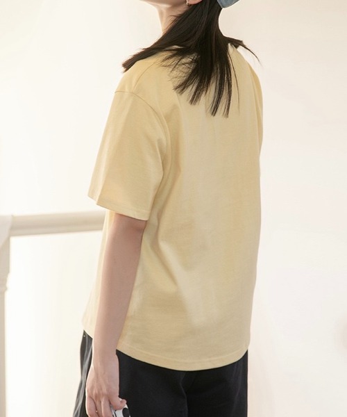 SHOUYO(ショウヨウ)の「手書き風ロゴコットンTシャツ(Tシャツ/カットソー・レディース・イエロー/グレー・M)」の7枚目の写真