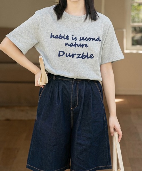 SHOUYO(ショウヨウ)の「手書き風ロゴコットンTシャツ(Tシャツ/カットソー・レディース・イエロー/グレー・M)」の4枚目の写真