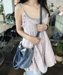 LYEON（リヨン）の「チェックティアードミニワンピース（ワンピース）」