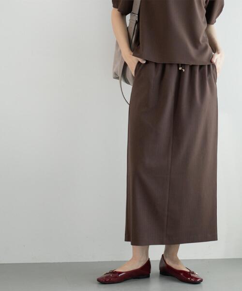 OPAQUE.CLIP（オペークドットクリップ）の「ラメストライプイージーナロースカート/セットアップ可【洗濯機洗い可/防シワ/吸水速乾】（スカート・レディース・ブラック系2/グレー系その他3/ダークブラウン系2・38/40/42/36）」の15枚目の写真