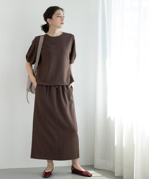 OPAQUE.CLIP（オペークドットクリップ）の「ラメストライプイージーナロースカート/セットアップ可【洗濯機洗い可/防シワ/吸水速乾】（スカート・レディース・ブラック系2/グレー系その他3/ダークブラウン系2・38/40/42/36）」の16枚目の写真