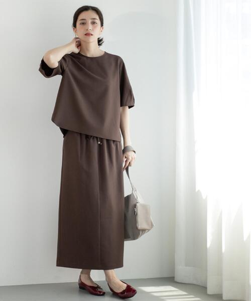 OPAQUE.CLIP（オペークドットクリップ）の「ラメストライプイージーナロースカート/セットアップ可【洗濯機洗い可/防シワ/吸水速乾】（スカート・レディース・ブラック系2/グレー系その他3/ダークブラウン系2・38/40/42/36）」の17枚目の写真