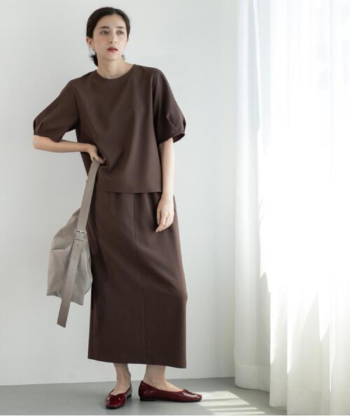 OPAQUE.CLIP（オペークドットクリップ）の「ラメストライプイージーナロースカート/セットアップ可【洗濯機洗い可/防シワ/吸水速乾】（スカート・レディース・ブラック系2/グレー系その他3/ダークブラウン系2・38/40/42/36）」の18枚目の写真