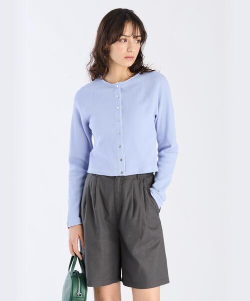 ワッフル コンパクト ロングスリーブ カーディガン