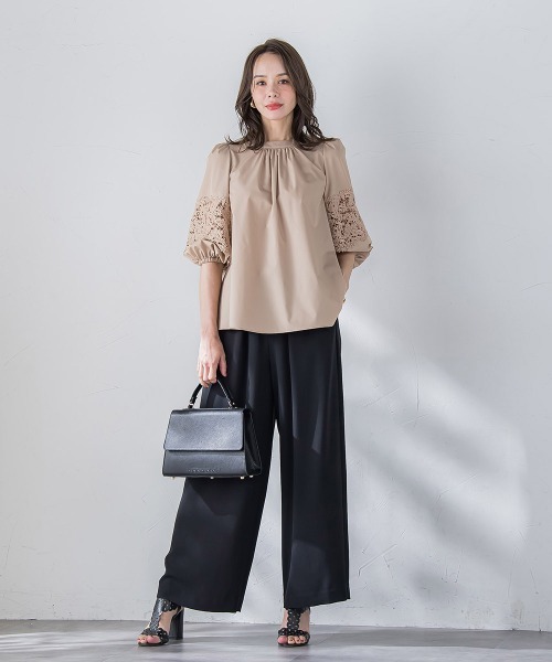 Viaggio Blu(ビアッジョブルー)の「【新色追加】七分袖レースブラウス≪洗濯機で洗える≫(シャツ/ブラウス・レディース・ネイビー/キャメル/ホワイト/ブルー系その他/ブルー/ベージュ・S/M/L)」の12枚目の写真