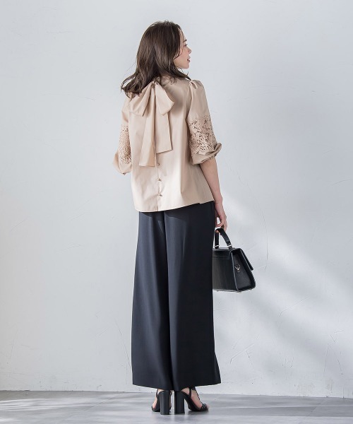 Viaggio Blu(ビアッジョブルー)の「【新色追加】七分袖レースブラウス≪洗濯機で洗える≫(シャツ/ブラウス・レディース・ネイビー/キャメル/ホワイト/ブルー系その他/ブルー/ベージュ・S/M/L)」の15枚目の写真