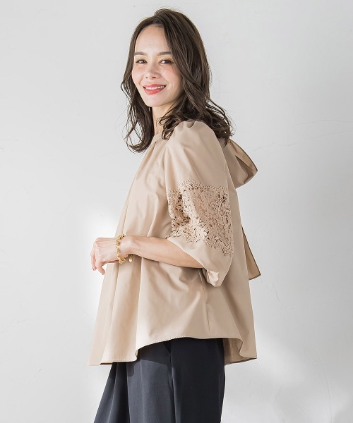 Viaggio Blu(ビアッジョブルー)の「【新色追加】七分袖レースブラウス≪洗濯機で洗える≫(シャツ/ブラウス・レディース・ネイビー/キャメル/ホワイト/ブルー系その他/ブルー/ベージュ・S/M/L)」の10枚目の写真