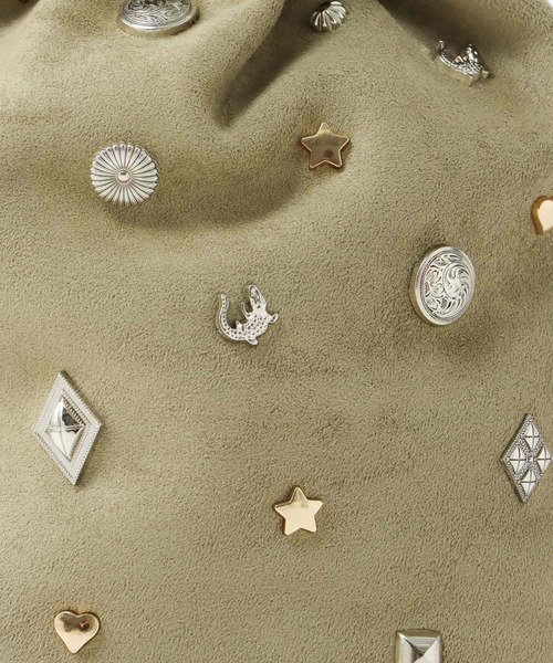 Three Four Time（ｽﾘｰﾌｫｰﾀｲﾑ）の「スエードスタッズドロストBAG（トートバッグ・レディース・キャメル/ブラック/カーキ・FREE）」の8枚目の写真