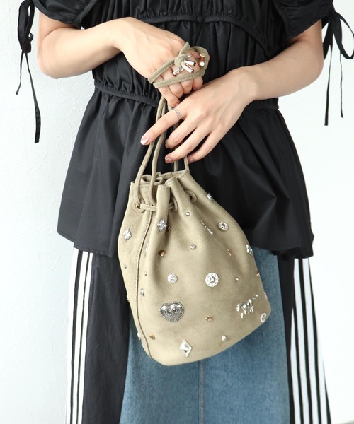 Three Four Time（ｽﾘｰﾌｫｰﾀｲﾑ）の「スエードスタッズドロストBAG（トートバッグ・レディース・キャメル/ブラック/カーキ・FREE）」の14枚目の写真