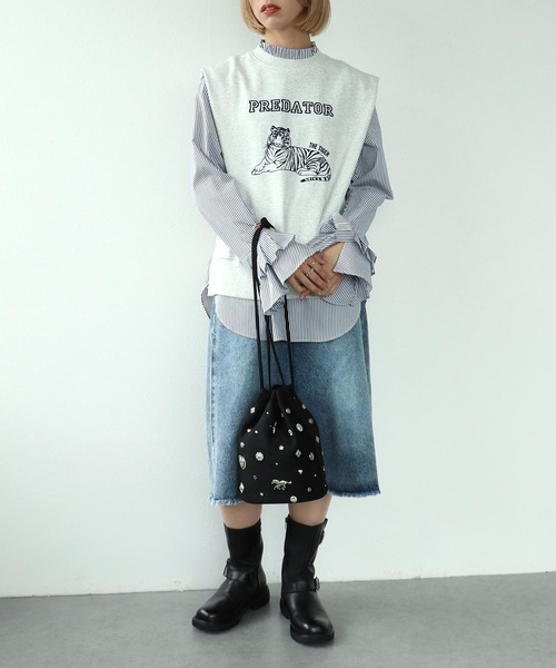 Three Four Time（ｽﾘｰﾌｫｰﾀｲﾑ）の「スエードスタッズドロストBAG（トートバッグ・レディース・キャメル/ブラック/カーキ・FREE）」の17枚目の写真