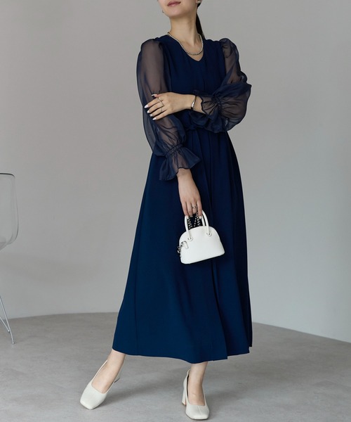 結婚式 オケージョン パーティー 女子会 シアースリーブ Vネック A