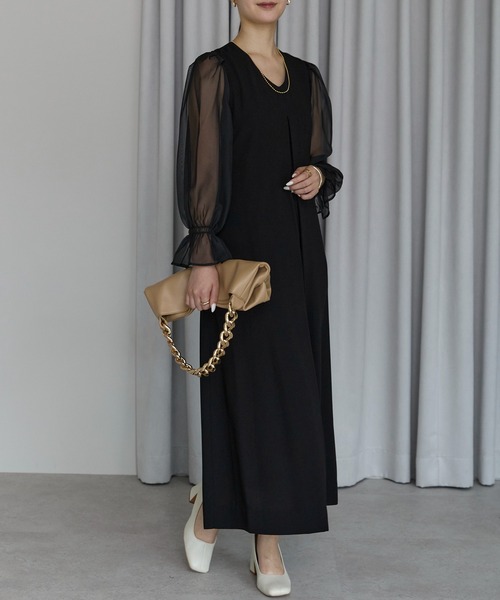 結婚式 オケージョン パーティー 女子会 シアースリーブ Vネック A