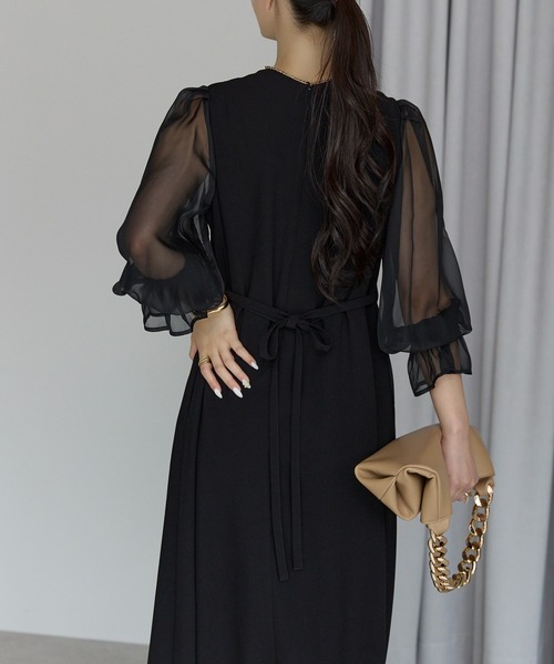 セール】結婚式 オケージョン パーティー 女子会 シアースリーブ V