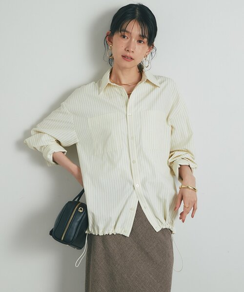 un dix cors(アンディコール)の「《大人カジュアルに》裾ドロストストライプシャツ(シャツ/ブラウス・レディース・ピンク/イエロー/ブルー・FREE)」の14枚目の写真