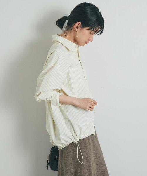un dix cors(アンディコール)の「《大人カジュアルに》裾ドロストストライプシャツ(シャツ/ブラウス・レディース・ピンク/イエロー/ブルー・FREE)」の15枚目の写真