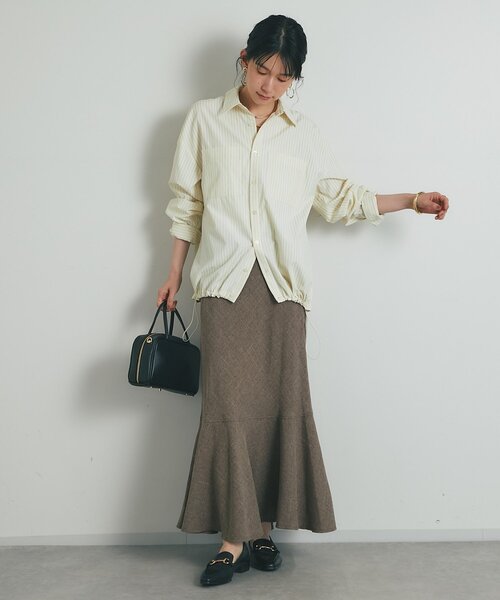 un dix cors(アンディコール)の「《大人カジュアルに》裾ドロストストライプシャツ(シャツ/ブラウス・レディース・ピンク/イエロー/ブルー・FREE)」の21枚目の写真