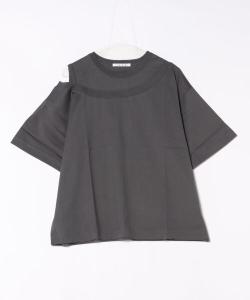 H.A.K(ハク)の「マーセライズ天竺アシンメトリーTシャツ(Tシャツ/カットソー・レディース・チャコール/ブラウン/ブラック・FREE)」の3枚目の写真