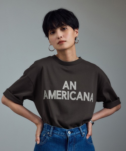 AMERICANA(アメリカーナ)の「【Americana(アメリカーナ) for SALON】別注ロゴTシャツ(Tシャツ/カットソー・レディース・オフホワイト/ブラウン系その他/ベージュ系その他2・FREE)」の4枚目の写真