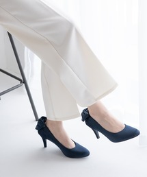 希少なネイビー♥レースパンプス♥37.5 niana チャンキーヒールレースパンプス 結婚式 パーティー