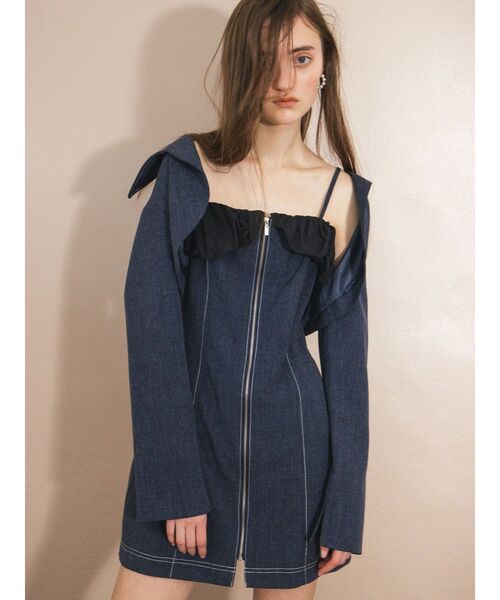 CALNAMUR(カルナムール)の「クロップドジャケット&ミニワンピースセット(ワンピース・レディース・グレー/ブルー・FREE)」の19枚目の写真