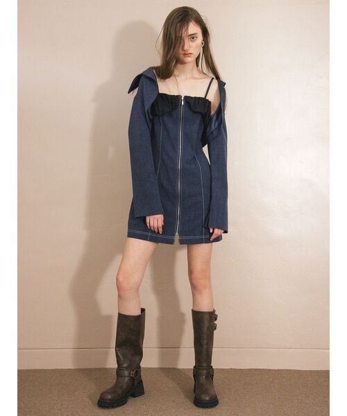 CALNAMUR(カルナムール)の「クロップドジャケット&ミニワンピースセット(ワンピース・レディース・グレー/ブルー・FREE)」の20枚目の写真