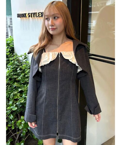 CALNAMUR(カルナムール)の「クロップドジャケット&ミニワンピースセット(ワンピース・レディース・グレー/ブルー・FREE)」の21枚目の写真