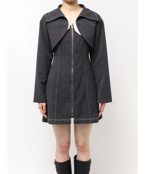 CALNAMUR(カルナムール)の「クロップドジャケット&ミニワンピースセット(ワンピース・レディース・グレー/ブルー・FREE)」の3枚目の写真