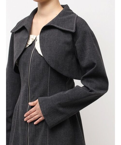 CALNAMUR(カルナムール)の「クロップドジャケット&ミニワンピースセット(ワンピース・レディース・グレー/ブルー・FREE)」の7枚目の写真