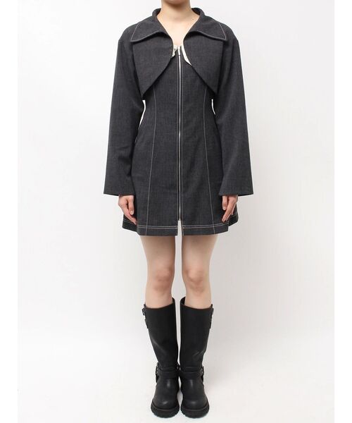 CALNAMUR(カルナムール)の「クロップドジャケット&ミニワンピースセット(ワンピース・レディース・グレー/ブルー・FREE)」の14枚目の写真