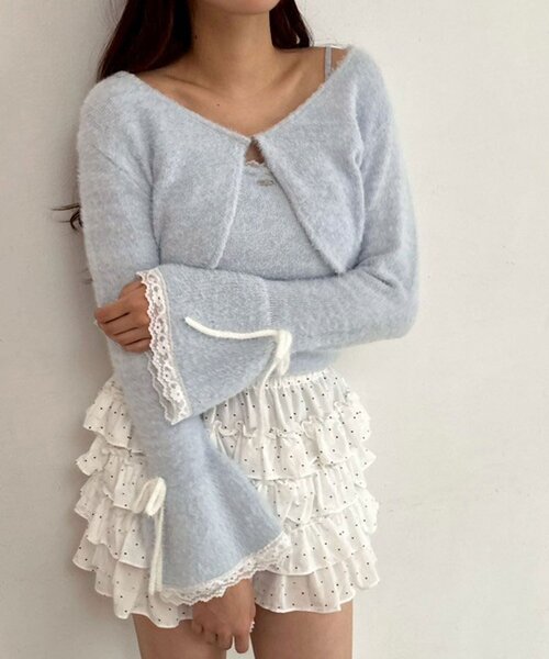 OLIVE des OLIVE（オリーブデオリーブ）の「ふわふわボレロ（カーディガン/ボレロ・レディース・ブラック/オフホワイト/サックスブルー/ピンク・FREE）」の3枚目の写真