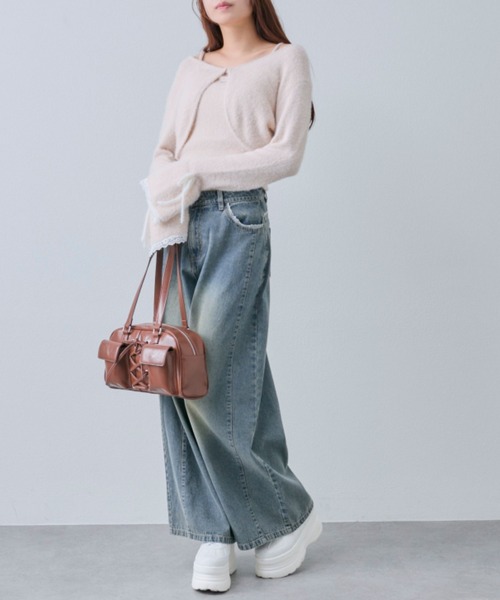 OLIVE des OLIVE（オリーブデオリーブ）の「ふわふわボレロ（カーディガン/ボレロ・レディース・ブラック/オフホワイト/サックスブルー/ピンク・FREE）」の7枚目の写真