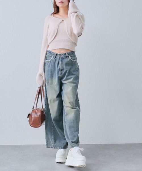 OLIVE des OLIVE（オリーブデオリーブ）の「ふわふわボレロ（カーディガン/ボレロ・レディース・ブラック/オフホワイト/サックスブルー/ピンク・FREE）」の8枚目の写真