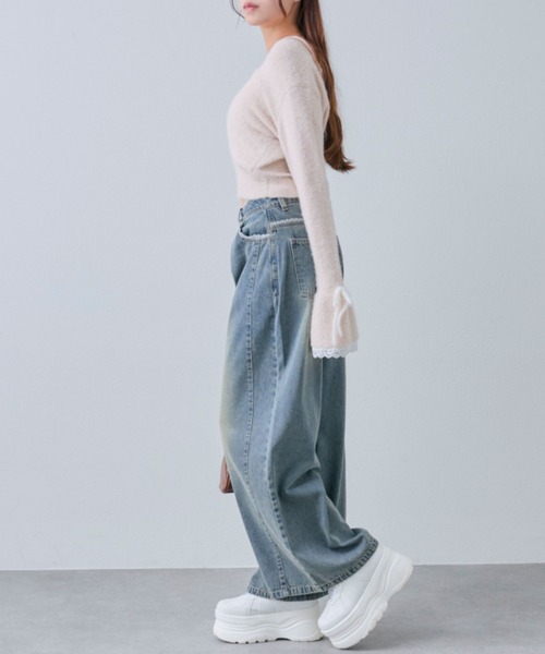 OLIVE des OLIVE（オリーブデオリーブ）の「ふわふわボレロ（カーディガン/ボレロ・レディース・ブラック/オフホワイト/サックスブルー/ピンク・FREE）」の9枚目の写真