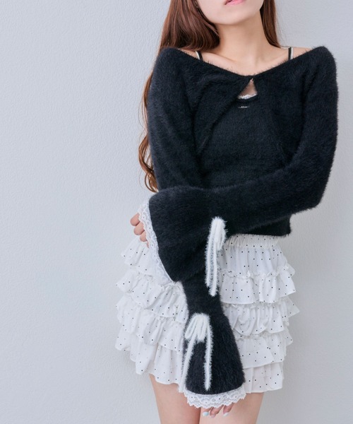 OLIVE des OLIVE（オリーブデオリーブ）の「ふわふわボレロ（カーディガン/ボレロ・レディース・ブラック/オフホワイト/サックスブルー/ピンク・FREE）」の10枚目の写真