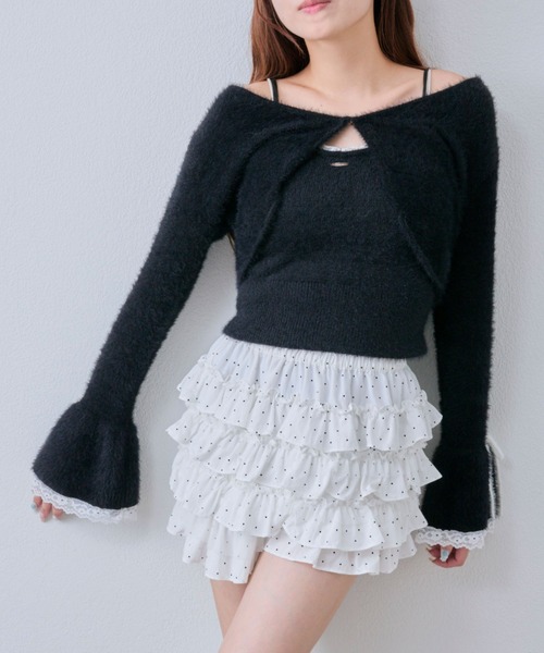 OLIVE des OLIVE（オリーブデオリーブ）の「ふわふわボレロ（カーディガン/ボレロ・レディース・ブラック/オフホワイト/サックスブルー/ピンク・FREE）」の12枚目の写真