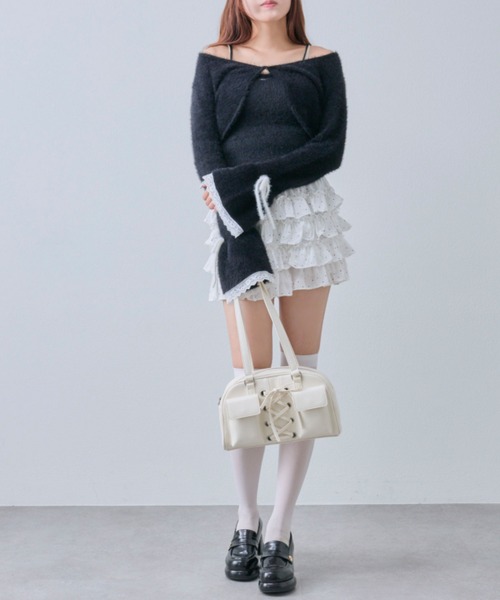 OLIVE des OLIVE（オリーブデオリーブ）の「ふわふわボレロ（カーディガン/ボレロ・レディース・ブラック/オフホワイト/サックスブルー/ピンク・FREE）」の13枚目の写真