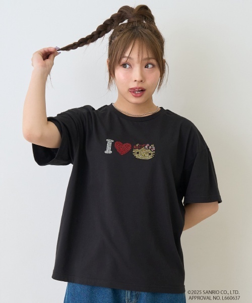 【新品】LOVE FLASH FEVER Tシャツ ハローキティ】日焼け接触冷感Tシャツ（Tシャツ/カットソー