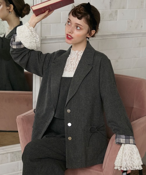 BONLECILL noir】＜セットアップ対応＞ダブルリボンオーバーテーラード