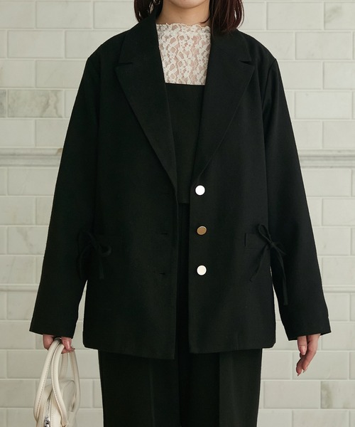 BONLECILL noir】＜セットアップ対応＞ダブルリボンオーバーテーラード