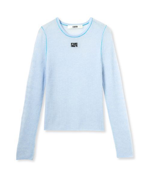 FURFUR（ファーファー）の「ロゴ刺繍シアーウールリブニット（ニット/セーター・レディース・ライトブルー/ブラック/オフホワイト/レッド・F）」の3枚目の写真