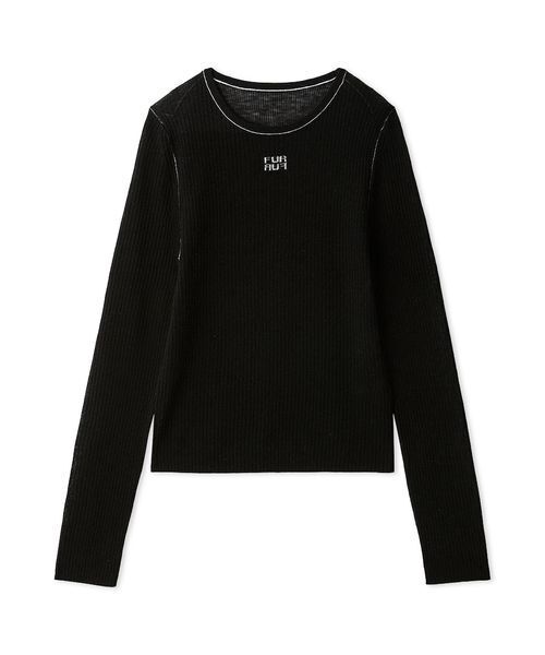 FURFUR（ファーファー）の「ロゴ刺繍シアーウールリブニット（ニット/セーター・レディース・ライトブルー/ブラック/オフホワイト/レッド・F）」の14枚目の写真