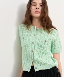 GENERAL IDEA/ジェネラルアイディア cable half cardigan メッシュケーブル編み半袖カーディガン