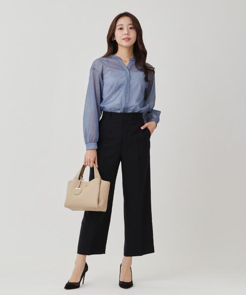 COUP DE CHANCE(クードシャンス)の「【手洗い可】シアーブラウス(シャツ/ブラウス・レディース・レンガ/ネイビー系/ブルー系・34/36/38/40)」の14枚目の写真